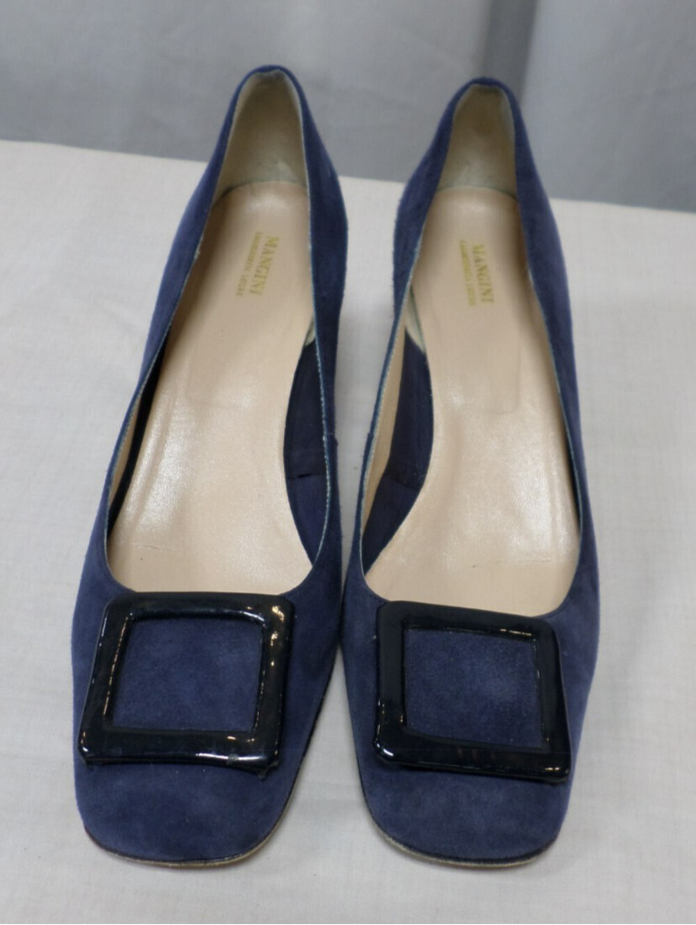 MADE IN ITALY VERO CUOIO MANGINI BUCKLE BLUE SUEDE SHOES WOMENS 40 US 9-9.5